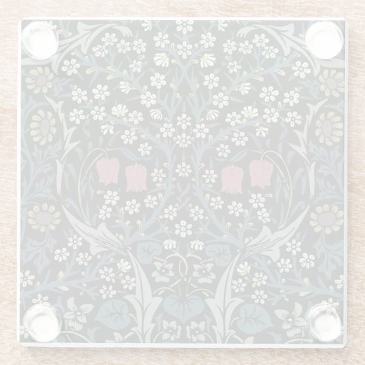 ウィリアムモリスブラックソーンフローラアールヌーボー ガラスコースター (裏面)