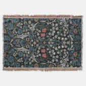 ウィリアムモリスブラックソーンフローラアールヌーボー スローブランケット (正面)