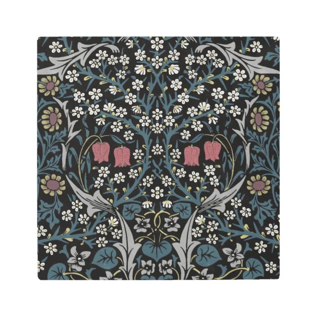 ウィリアムモリスブラックソーンフローラアールヌーボー メタルプリント (正面)