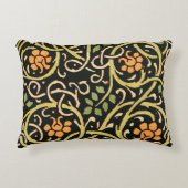 ウィリアムモリスブラックフローラアートプリントデザイン アクセントクッション (正面)