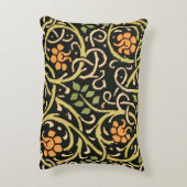 ウィリアムモリスブラックフローラアートプリントデザイン アクセントクッション (裏面(縦))