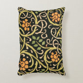 ウィリアムモリスブラックフローラアートプリントデザイン アクセントクッション (正面(垂直))