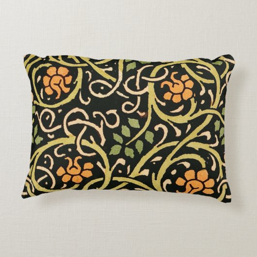 ウィリアムモリスブラックフローラアートプリントデザイン アクセントクッション (裏面)