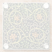 ウィリアムモリスブラックフローラアートプリントデザイン ガラスコースター (裏面)