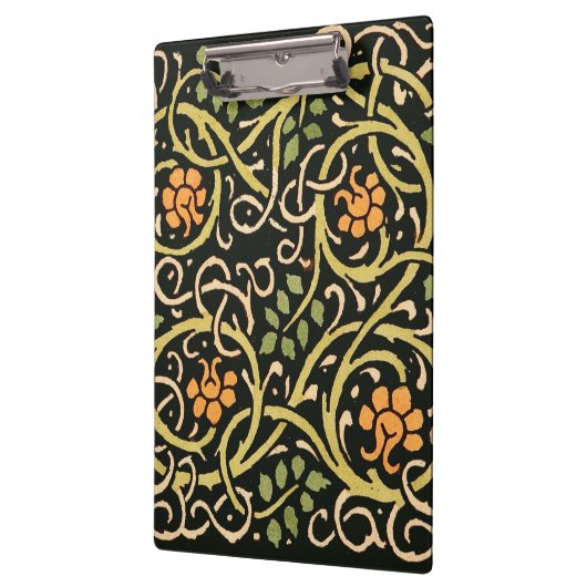 ウィリアムモリスブラックフローラアートプリントデザイン クリップボード (左)