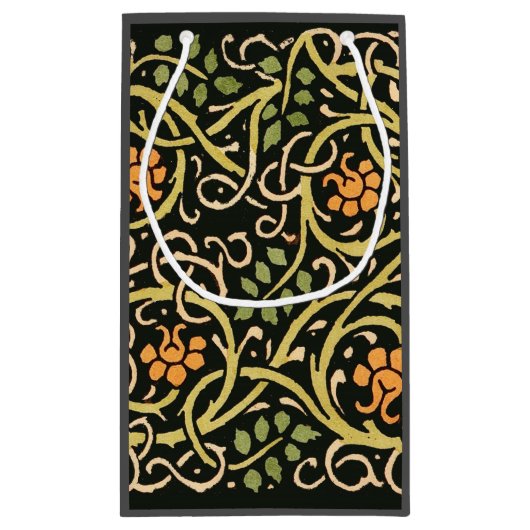 ウィリアムモリスブラックフローラアートプリントデザイン スモールペーパーバッグ (裏面)