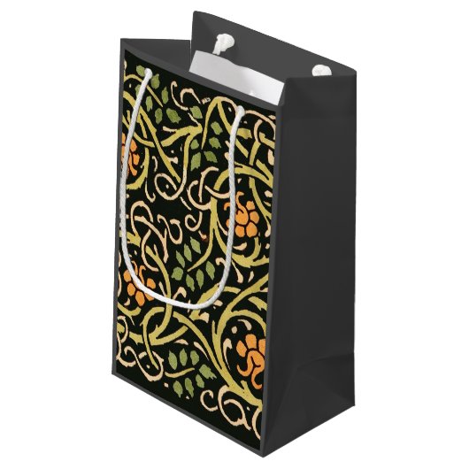 ウィリアムモリスブラックフローラアートプリントデザイン スモールペーパーバッグ (裏面アングル)