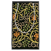 ウィリアムモリスブラックフローラアートプリントデザイン スモールペーパーバッグ (正面)