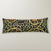 ウィリアムモリスブラックフローラアートプリントデザイン ボディピロー (裏面)