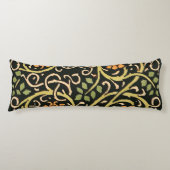 ウィリアムモリスブラックフローラアートプリントデザイン ボディピロー (正面)