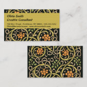 ウィリアムモリスブラックフローラアートプリントデザイン 名刺 (正面/裏面)