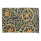 ウィリアムモリスブラックフローラアートプリントデザイン 枕カバー (正面)