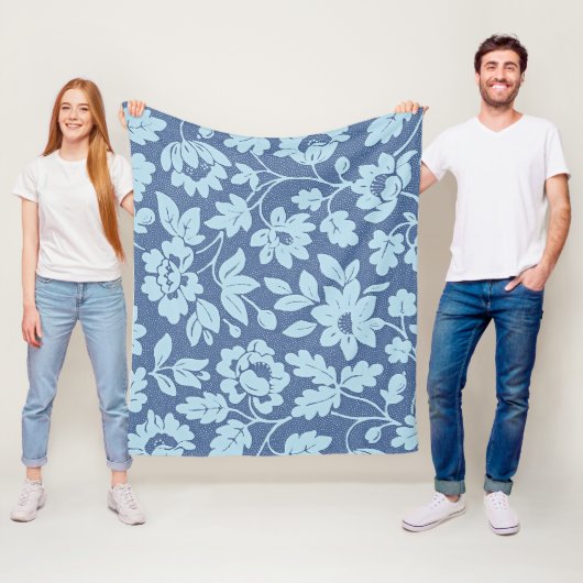 ウィリアムモリスブルーフローラデザイン フリースブランケット (インサイチュ)