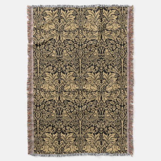 ウィリアムモリスブレールラビットヴィンテージパターン スローブランケット (正面縦)