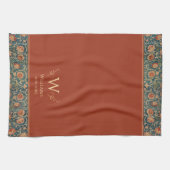 ウィリアムモリスホランドパークラストレッドパーソナライズされた キッチンタオル (横)