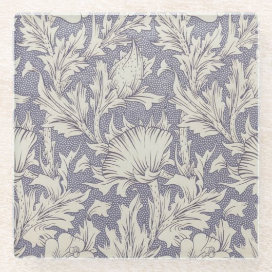 ウィリアムモリスホルンポピークラシックフローラ ガラスコースター (正面)