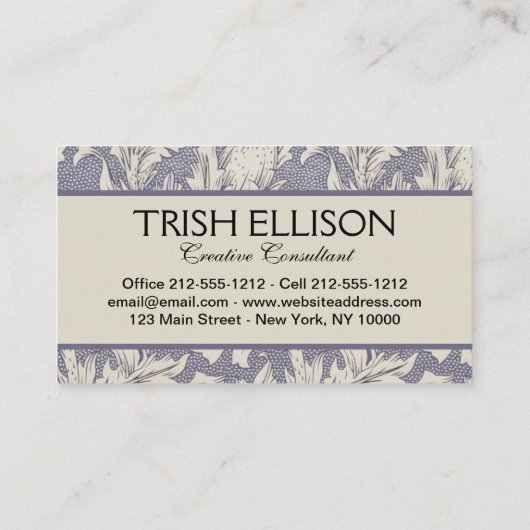 ウィリアムモリスホルンポピークラシックフローラ 名刺 (裏面)