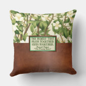 ウィリアムモリスホワイトグリーンフローラ宗教引用文 クッション (裏面)