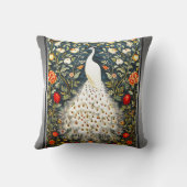 ウィリアムモリスホワイトピーコックアールデコシルバープリント クッション (裏面)