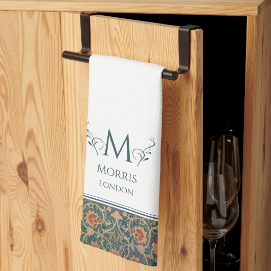 ウィリアムモリスホーランドパークブルー&ホワイトカスタム キッチンタオル (三つ折り)