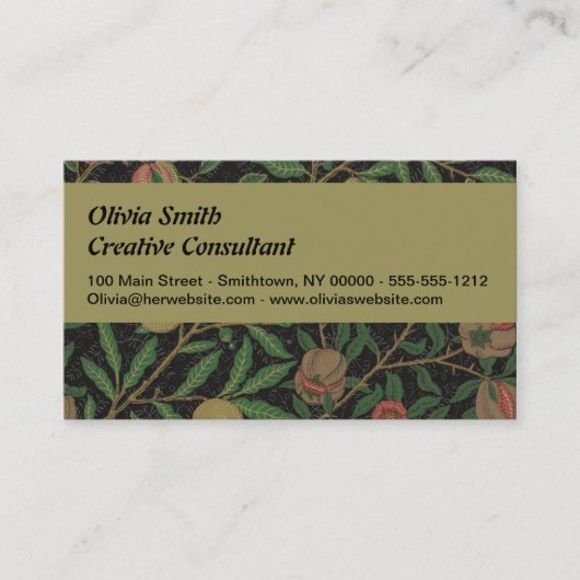 ウィリアムモリスポメグラナートクラシックフルーツ 名刺 (正面)