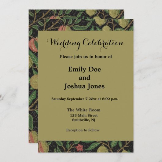 ウィリアムモリスポメグラナートクラシックフルーツ 招待状 (正面/裏面)