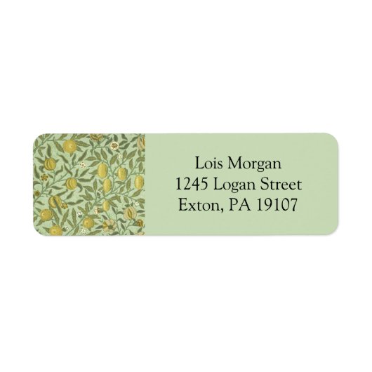 ウィリアムモリスポメグラナートフルーツデザイン ラベル (正面)