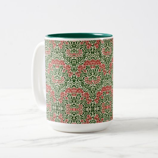 ウィリアムモリスマイカエルマスデイジーフラワーズピンクグリーン ツートーンマグカップ (正面左)