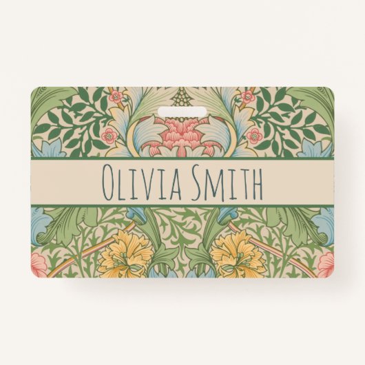 ウィリアムモリスマートルフラワーフローラ植物学 バッジ (正面)