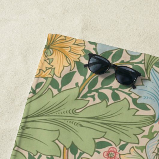 ウィリアムモリスマートルフラワーフローラ植物学 ビーチタオル (インサイチュ)