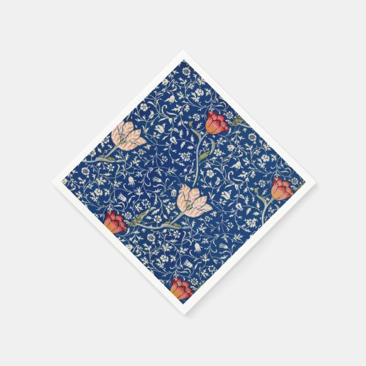 ウィリアムモリスメドウェイブルーフローラ スタンダードカクテルナプキン (角)