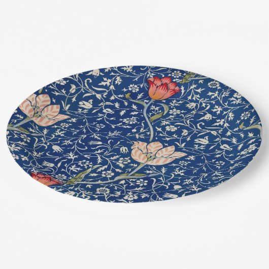 ウィリアムモリスメドウェイブルーフローラ ペーパープレート (アングル)
