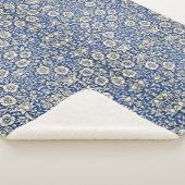 ウィリアムモリスモロー花フローラブルーホワイト シェルパブランケット (3/4)