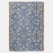 ウィリアムモリスモロー花フローラブルーホワイト スローブランケット (正面縦)