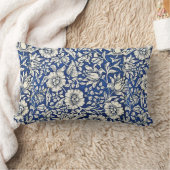 ウィリアムモリスモロー花フローラブルーホワイト ランバークッション (ブランケット)