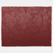 ウィリアムモリスラグジュアリーレッドフローラアールヌーボー フリースブランケット (正面(横))