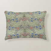 ウィリアムモリスラークスパーフローラグリーンピンクブルー アクセントクッション (正面)