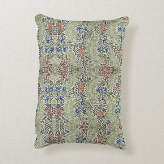 ウィリアムモリスラークスパーフローラグリーンピンクブルー アクセントクッション (裏面(縦))