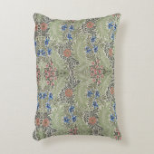 ウィリアムモリスラークスパーフローラグリーンピンクブルー アクセントクッション (正面(垂直))