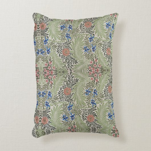 ウィリアムモリスラークスパーフローラグリーンピンクブルー アクセントクッション (正面(垂直))