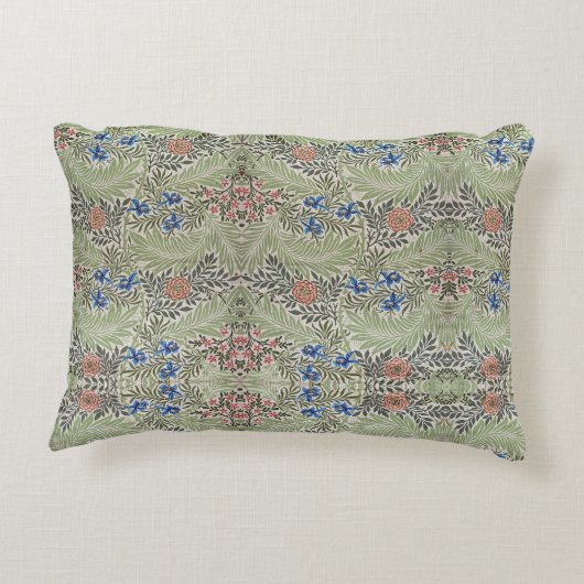 ウィリアムモリスラークスパーフローラグリーンピンクブルー アクセントクッション (裏面)