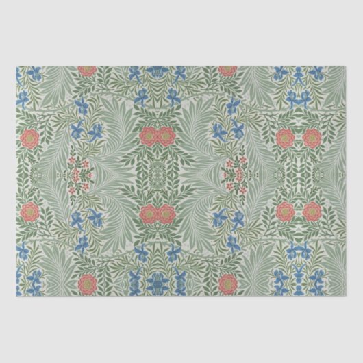 ウィリアムモリスラークスパーフローラグリーンピンクブルー 薄葉紙 (正面)