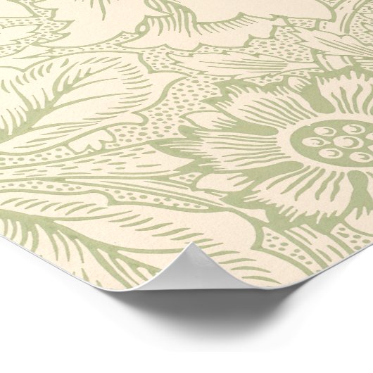 ウィリアムモリスリースポピーグリーン自然ヴィンテージ ポスター (角)