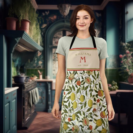 ウィリアムモリスレモン新しいザクロ エプロン