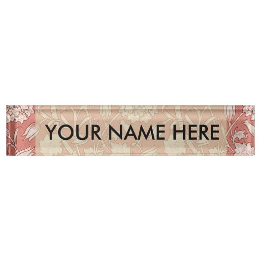 ウィリアムモリスワイルドチューリップクラシックビクトリアンデザイン デスクネームプレート (正面)
