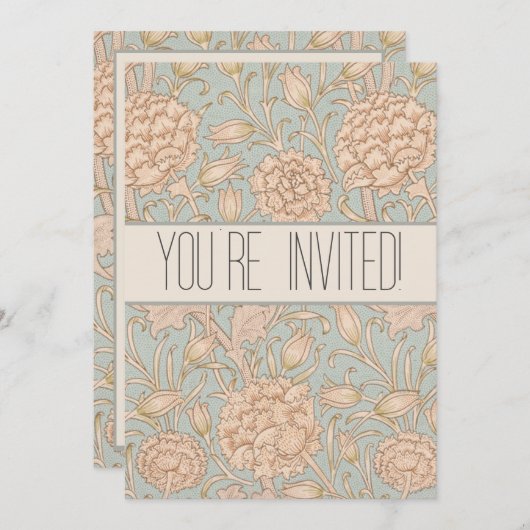 ウィリアムモリスワイルドチューリップフラワーフローラデザイン 招待状 (正面/裏面)