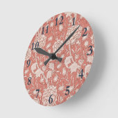 ウィリアムモリスワイルドチューリップフラワーフローラ ラウンド壁時計 (傾斜)