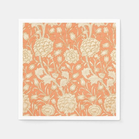 ウィリアムモリスワイルドチューリップヴィンテージフローラルパターン スタンダードカクテルナプキン (正面)