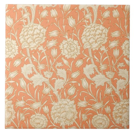 ウィリアムモリスワイルドチューリップヴィンテージフローラルパターン タイル (正面)