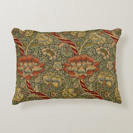 ウィリアムモリスワンルイングリッシュフローラダマスクデザイン アクセントクッション (正面)